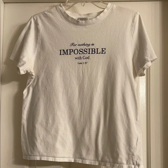 Forever 21 with purpose White Graphic T-Shirt with Inspirational Quote, size M - Picture 1 of 5